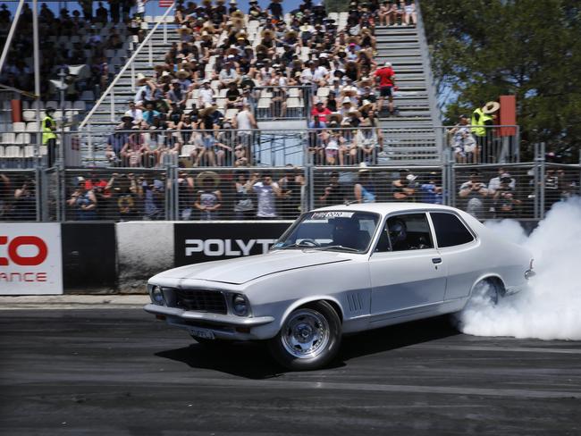 The Burnout competition at the festival. The annual Street Machine Summernats Car Festival began in Canberra with thousands of car enthusiasts expected to attend the event over the four days. Picture: Gary Ramage/ News Corp Australia