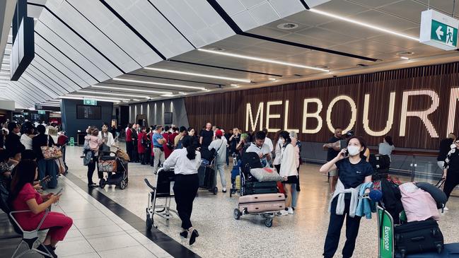 Melbourne is on track to be Australia’s biggest in a few years but can’t even connect its domestic and international airports to the city with a train line. Picture: Adam Daunt