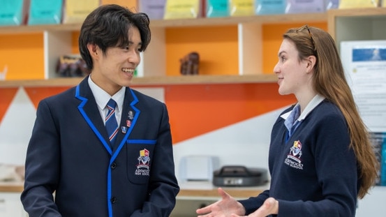 Ashwood High School VCE students – Ziming (left) and Freya (right). Ziming is an international student and a Victorian Global Learning Awards winner.Picture: Supplied