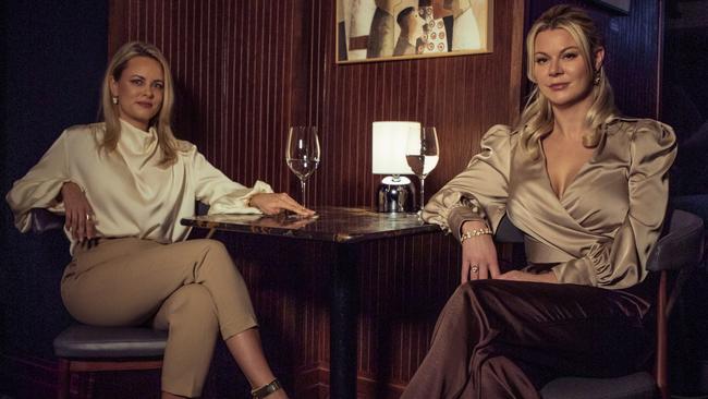 Pernilla Sjoholm, left, and Cecilie Fjellhoy, victims of the Tinder swindler, in London. Picture: Joshua Wilks/Netflix