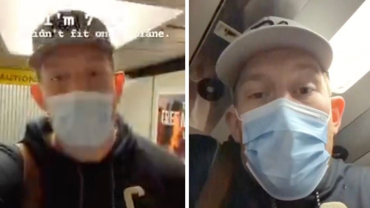 Mr Brown was booted off his previous flight after they realised he would not be able to fit the aircraft, while he was boarding. Picture: Instagram.