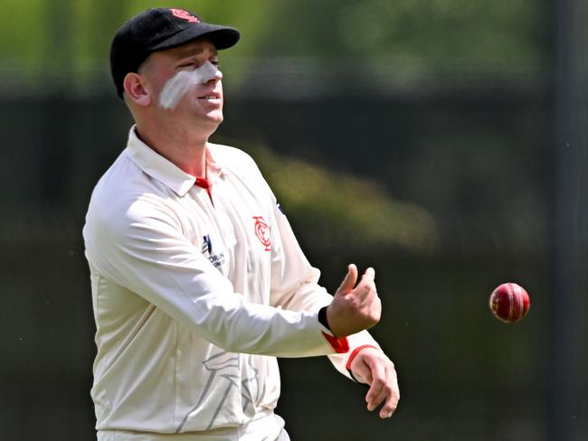 EssendonÃs Liam Molloy during the Premier Cricket match between Melbourne and Essendon in Melbourne, Saturday, Oct. 21, 2023. Picture: Andy Brownbill