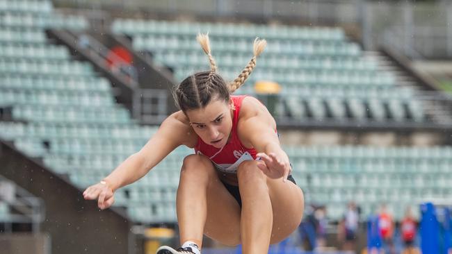 Delta Amidzovski from Albion Park is a picture of determination in the U17 long jump