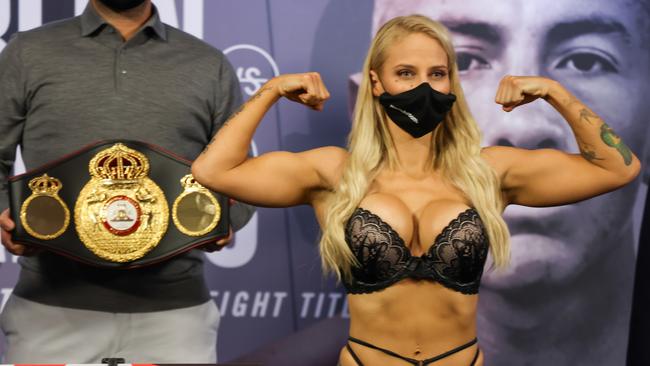 Ebanie Bridges is known for wearing lingerie to weigh ins to help promote her fights.