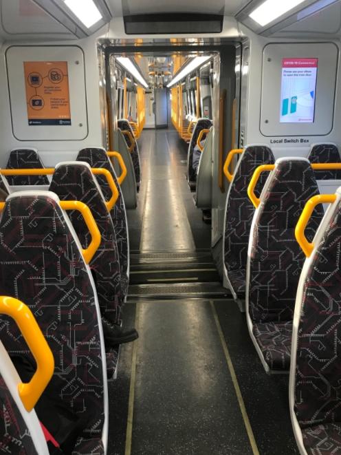 Empty seats on the Gold Coast rail service to Brisbane in the morning peak hour.