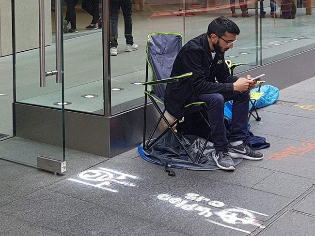 One keen Apple fan is already lining up outside Sydney's flagship store