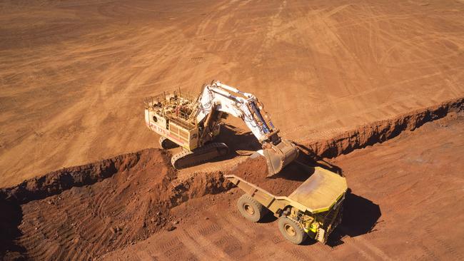 Iron ore miners fell after futures of the commodity on the Singapore stock exchange fell 1.2 per cent to $US114.80 a tonne. Picture: Supplied