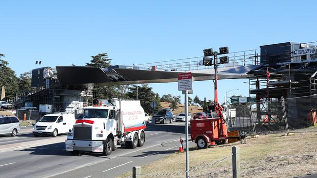 Hobart’s new Bridge of Remembrance with traffic flowing underneath on the Tasman Highway this morning. Picture: NIKKI DAVIS-JONES