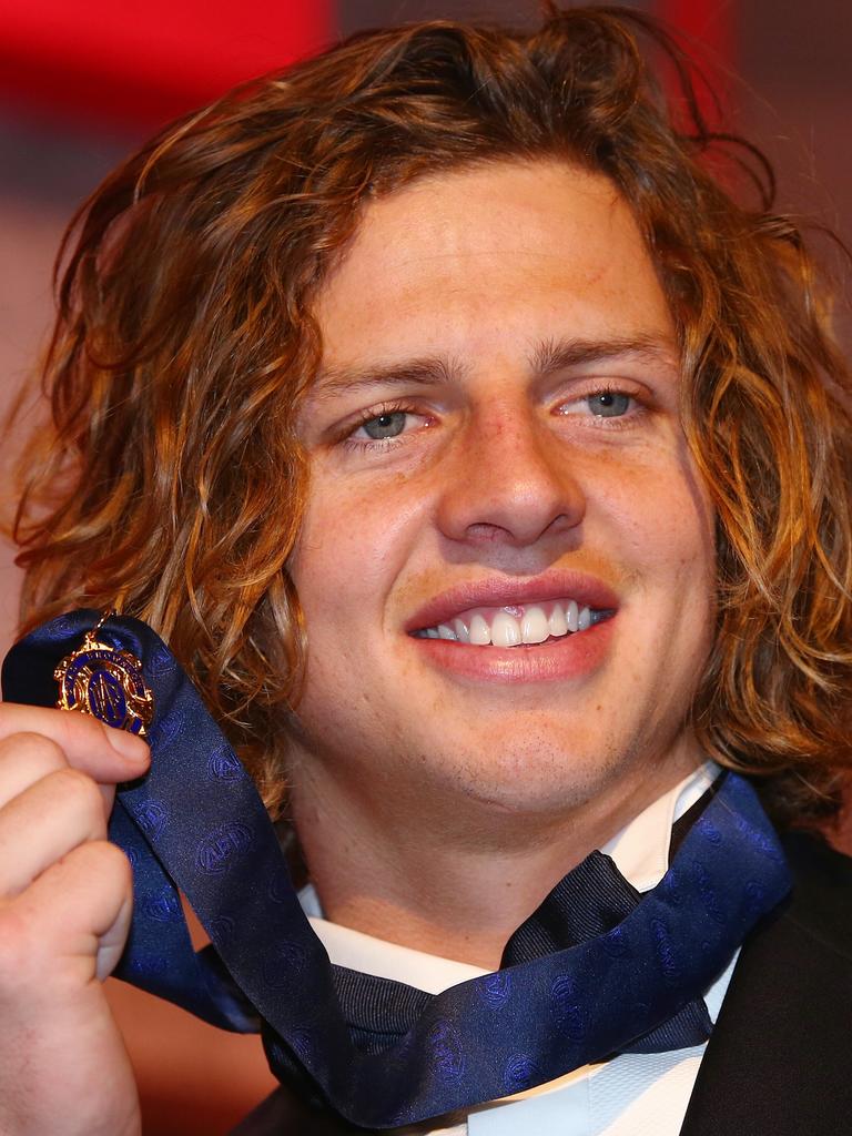 Fyfe collecting his 2015 Brownlow the night before. Picture: Colleen Petch.