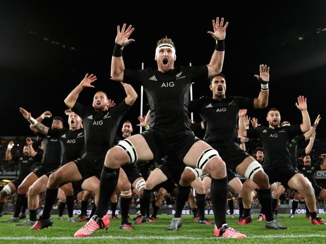 The All Blacks in action during a June Test against Wales.