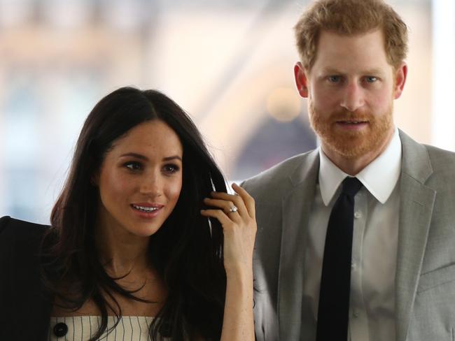 LONDON, UNITED KINGDOM - APRIL 18: Prince Harry and Meghan Markle attend a reception with delegates from the Commonwealth Youth Forum at the Queen Elizabeth II Conference Centre, during the Commonwealth Heads of Government Meeting on April 18, 2018 in London, United Kingdom (Photo by Yui Mok - WPA Pool/Getty Images)