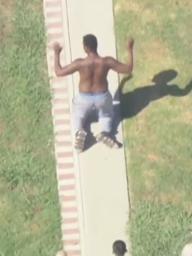 One of the suspects arrested. Picture: CBS News LA