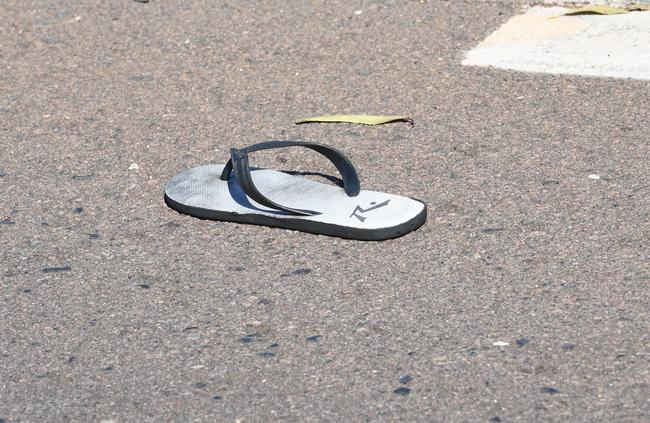 A thong at the scene. Picture: Katrina Bridgeford