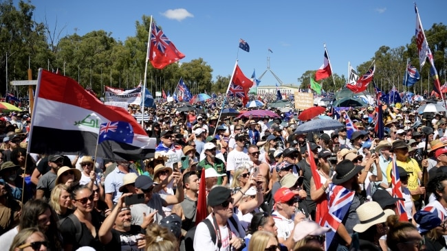 Thousands of demonstrators gather in Canberra to protest government ...