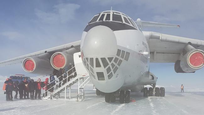 The Ilyushin, a Russia cargo plane that took the competitors to Antarctica. 