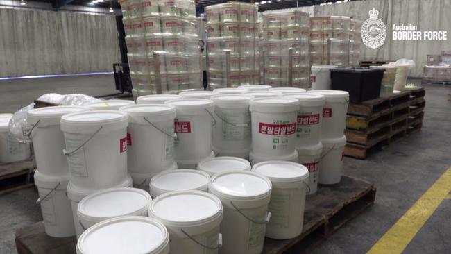 The drugs were spread over 600 separate tubs. Picture: ABF