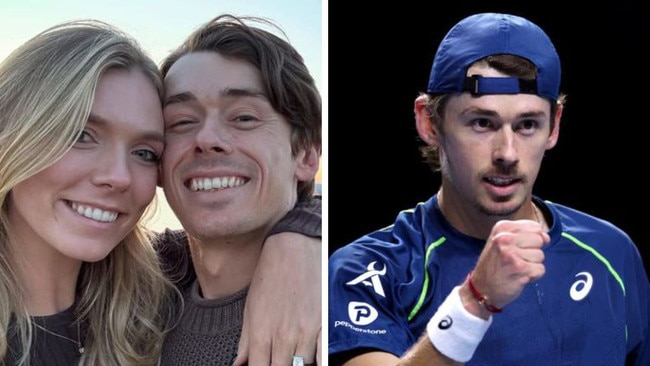 Alex de Minaur and Katie Boulter are engaged. Photos: Instagram/Getty Images