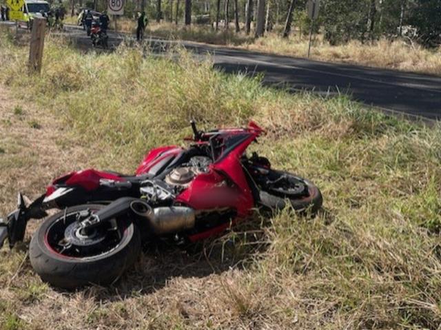 The scene of a serious motorcycle crash at Bucca.