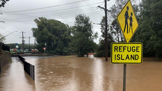 Water over Orion Street Lismore