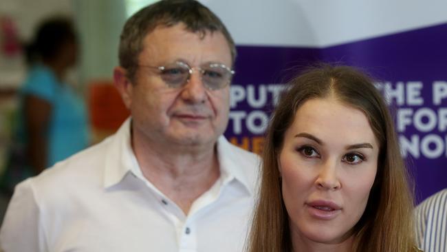 Alex Sekler alongside his partner Violetta at the announcement of a donation. Picture: Stewart McLean