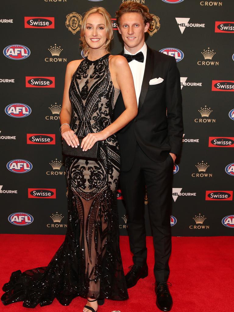 GWS’ Lachie Whitfield and Brigitta Olsen. Picture: Michael Klein