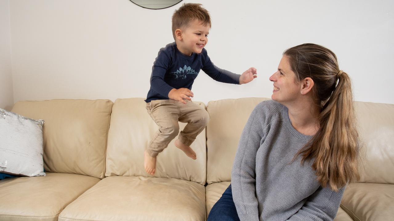 Solo mum by choice Rachel Toyer had her son Arlo by herself through a sperm donation and IVF. Picture: Brett Hartwig