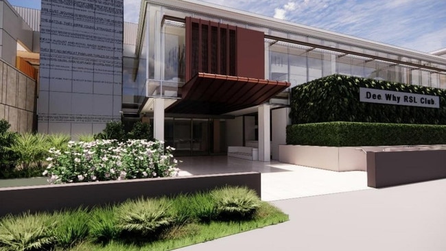 An artist's impression of the proposed new Pittwater Rd entrance to Dee Why RSL Club. Picture: Atlis Architecture