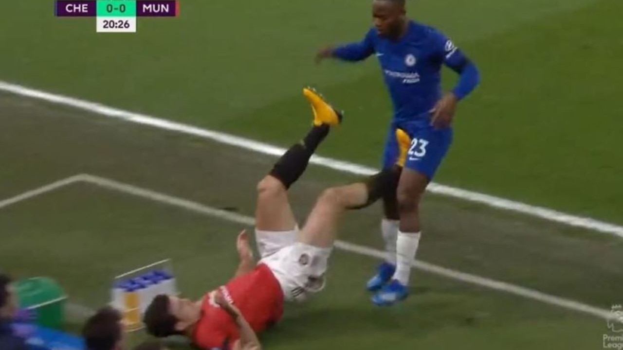 Maguire was fortunate to avoid a red for aiming a kick at Batshuayi