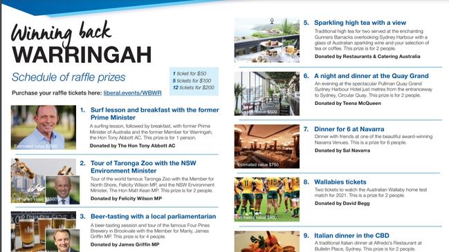 The Liberal Party fundraiser flyer, titled 