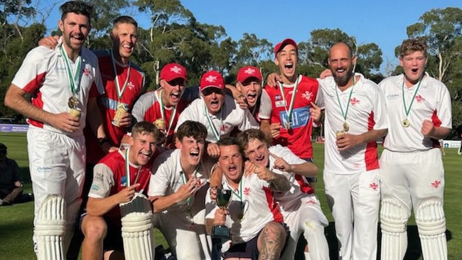 Gisborne celebrates its GDCA McIntyre Cup premiership.