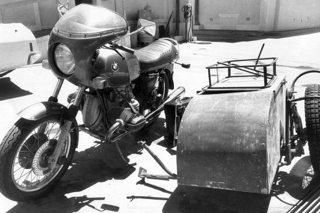 Timothy Thomson’s motorbike and sidecar.