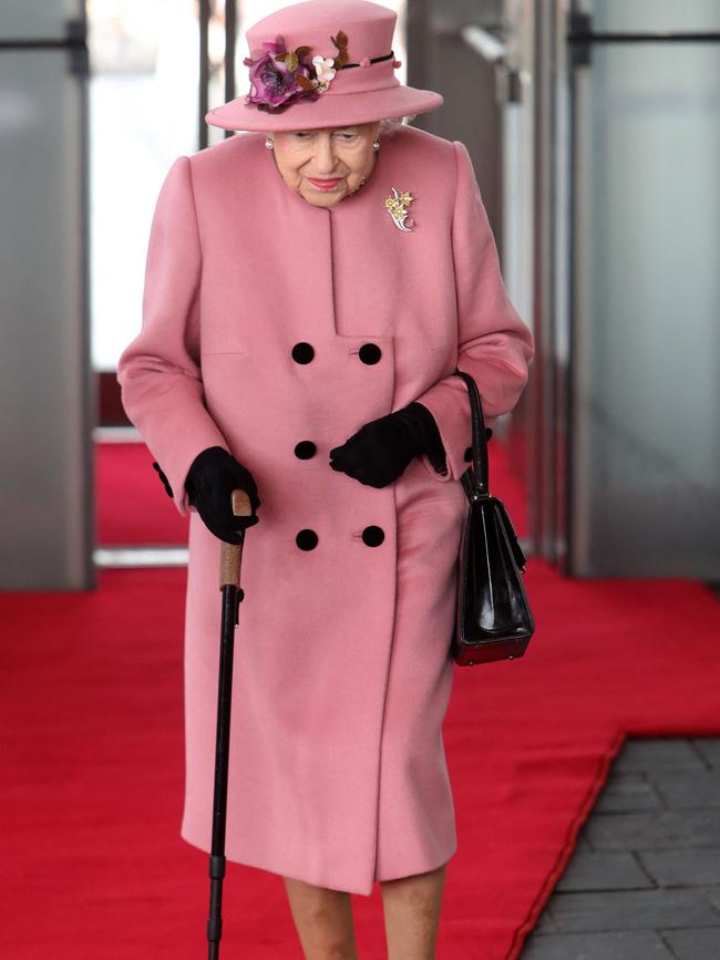 The Queen seen walking with a cane on October 14. Picture: Geoff Caddick/AFP