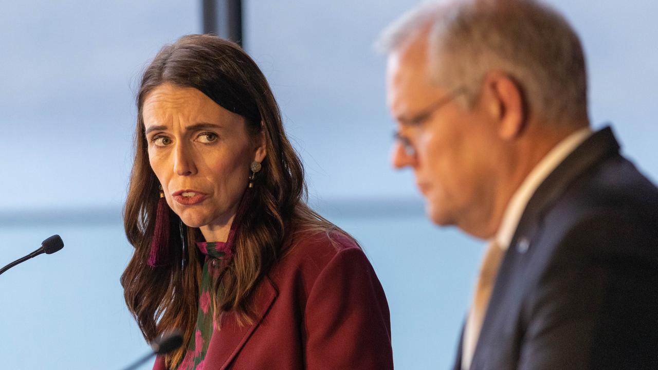 New Zealand Prime Minister Jacinda Ardern and Australian Prime Minister Scott Morrison. Picture: James Allan/Getty Images