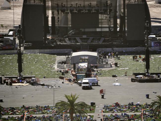 The festival site the morning after the shooting. Picture: AP