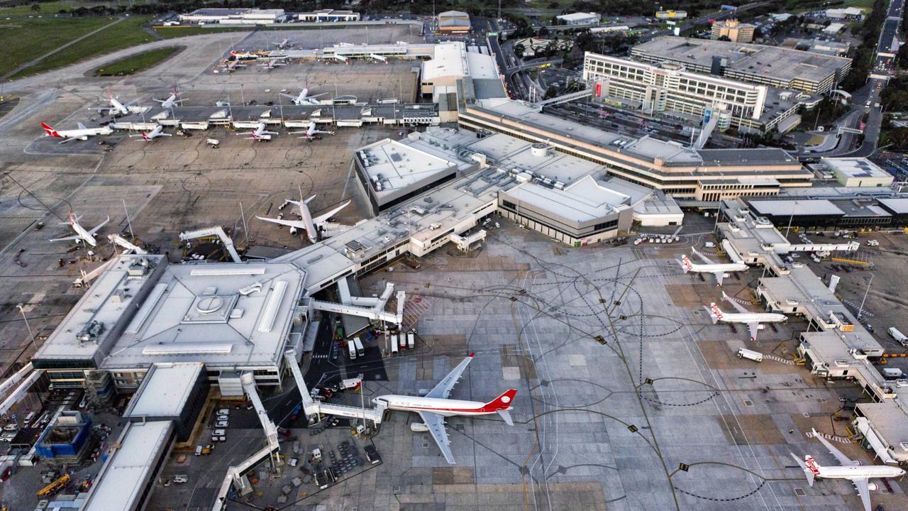 An aerial view of Melbourne Airport’s terminals.