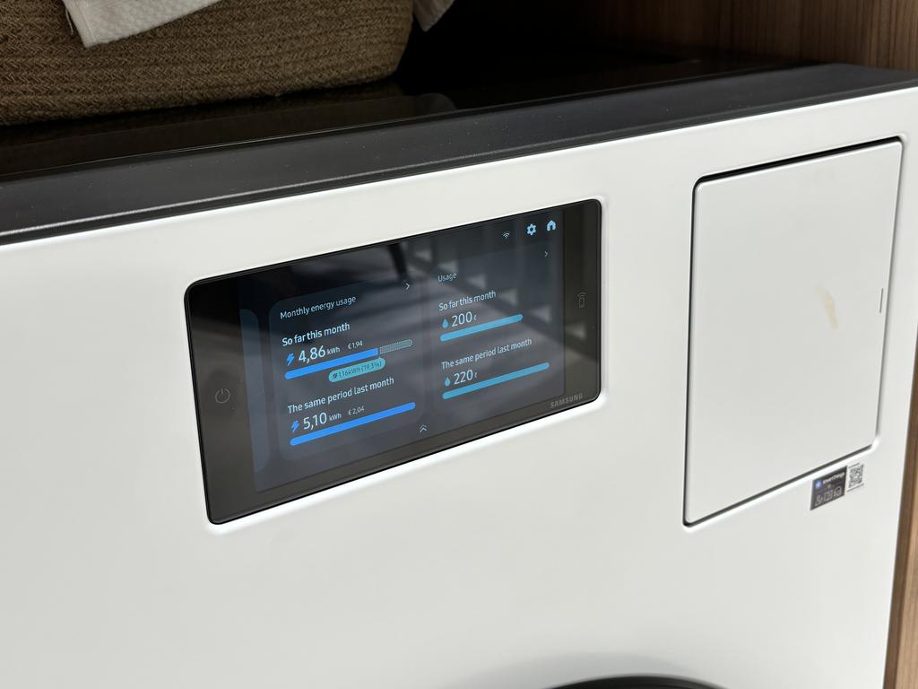 The washing machine is super clever – and even enables you to answer phone calls on its 7-inch screen. Picture: news.com.au