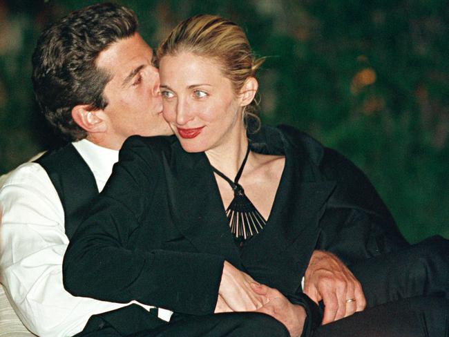 FEES APPLY *** STRICTLY EMBARGOED FOR USE BY STELLAR MAGAZINE *** MUST NOT RUN BEFORE: JULY 14, 2019 *** STELLAR Feature: JOHN F. KENNEDY Jnr and Carolyn Bessette Kennedy, 20th anniversary of their deaths*** Full caption: John F. Kennedy, Jr. editor of George magazine, gives his wife Carolyn a kiss on the cheek during the annual White House Correspondents dinner May 1, 1999 in Washington, D.C. (Photo by Tyler Mallory/Liaison)©Getty Images *** PENALTIES FOR UNAUTHORISED USE WILL APPLY ***