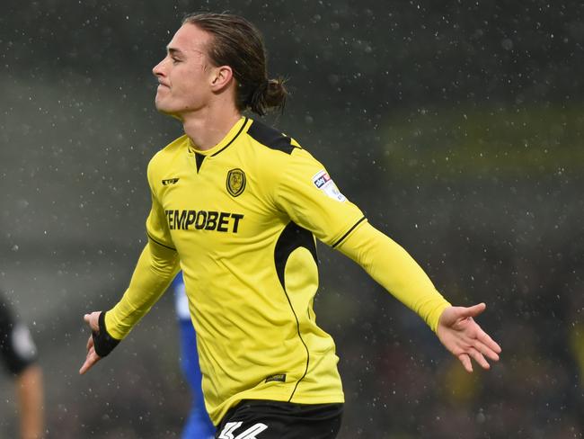 Jackson Irvine at Burton Albion. (Photo by Nathan Stirk/Getty Images)