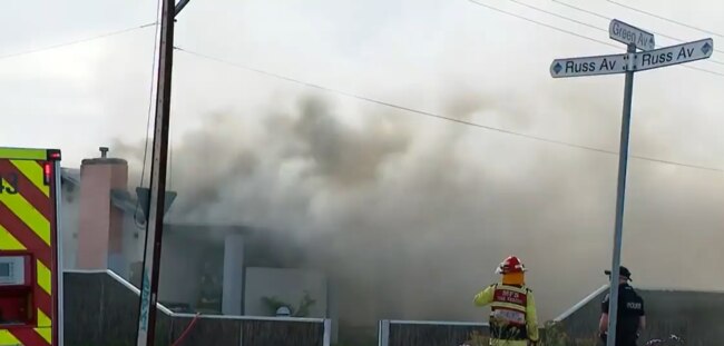 Thick smoke coming from the house fire in Seaton on Tuesday afternoon. Picture: 9News