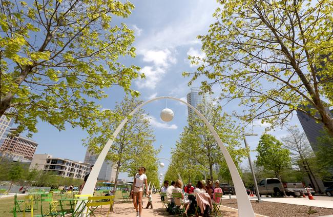 New plans for parklands over Warringah Freeway will resemble Klyde Warren Park in Dallas, Texas.