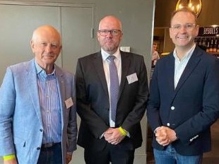 Left to right: Former President of the Warringah Liberals Roger Corbett, new President Lee Furlong and Senator Andrew Bragg, spokesman for the Liberals in Warringah. Picture: Supplied.