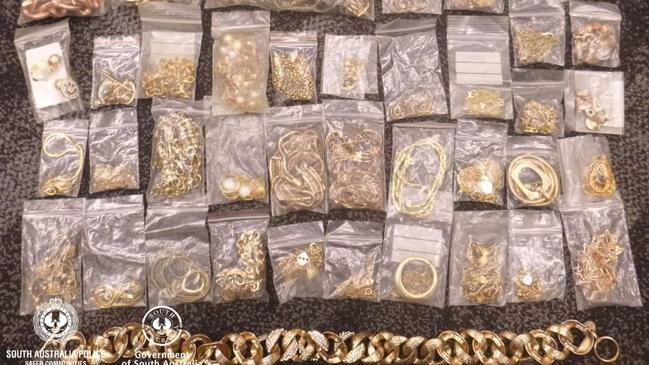 Some of the jewellery found by police at the Kapunda home. Photo: SA Police