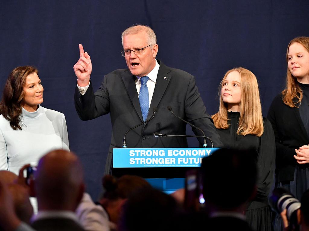 Scott Morrison announces he’s stepping down. Picture: Saeed Khan/AFP