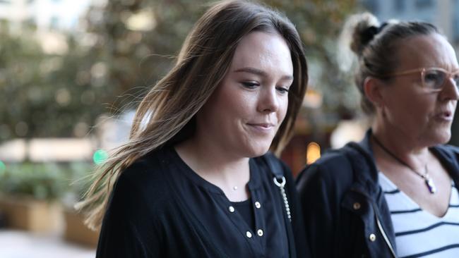 Sydney teacher Monica Young (left) leaves the Downing Centre in Sydney. Picture: NCA NewsWire / Christian Gilles