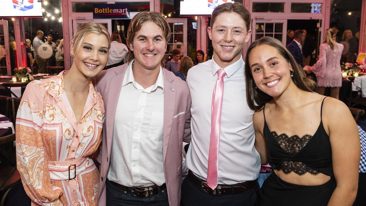 At the Toowoomba Rugby League gala presentation night 2022 are (from left) Holly Gray, Riley Wockner, Connor Nicholls and Ashleigh Nicholls at Clive Berghofer Grande Atrium Clifford Park, Friday, September 9, 2022. Picture: Kevin Farmer