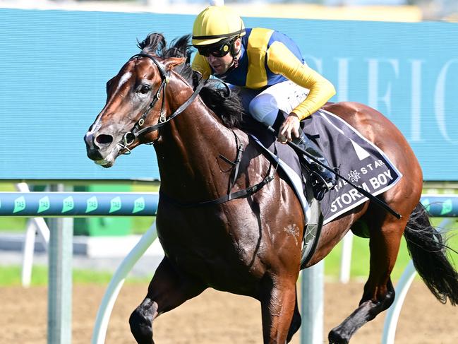 Storm Boy takes out the Magic Millions 2YO Classic for jockey Adam Hyeronimus and trainers Gai Waterhouse and Adrian Bott. Picture: Grant Peters - Trackside Photography