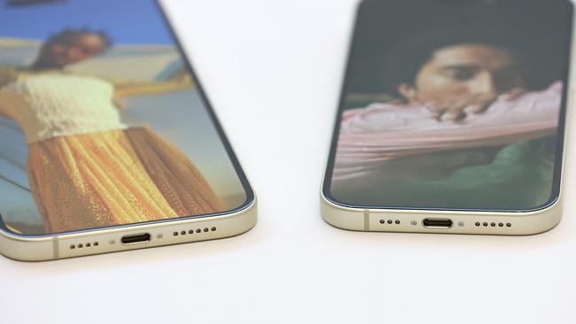 A USB-C port is visible on the brand new Apple iPhone 15 during an Apple event on September 12, 2023 in Cupertino, California. Picture: Justin Sullivan/Getty Images/AFP