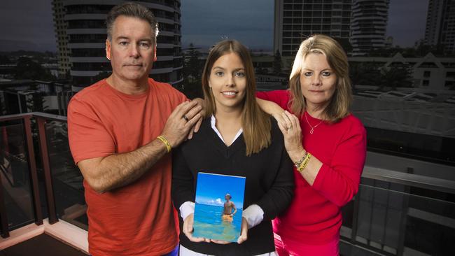 Corey Rapson’s dad Jim, sister Hayley and mum Susie are marking four years since his death in a car crash. Picture: Nigel Hallett