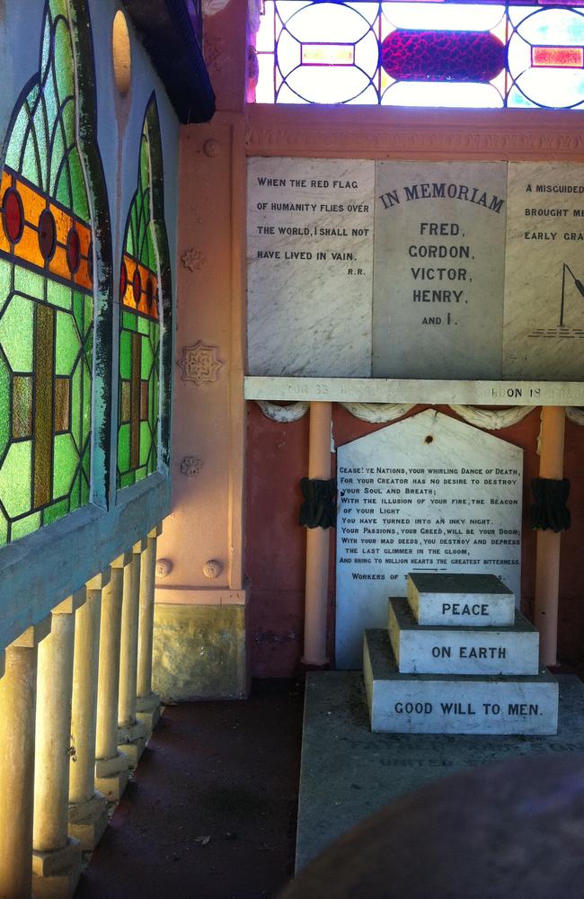 The Temple of Peace, an elaborate mausoleum of plaster, marble and stained glass.