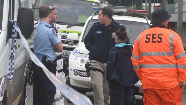 Richmond District Police assisted by local SES in Casino after a teenager was stabbed to death on Sunday. Picture Cath Piltz